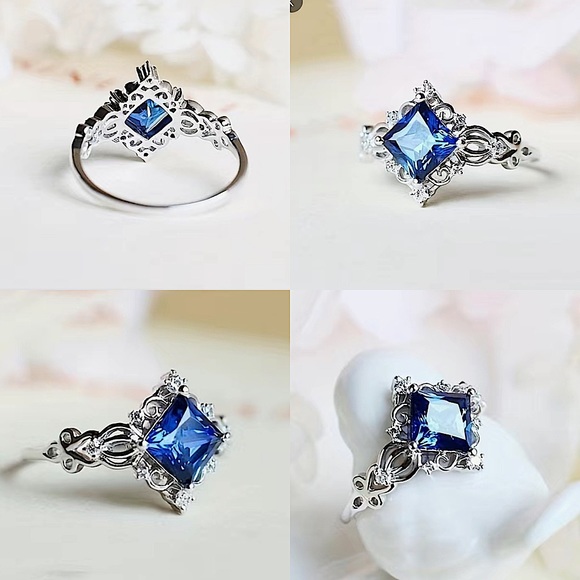 Sapphire stone silver plated ring size 8 ~brand new~ makes a great gift! pretty - Picture 3 of 4